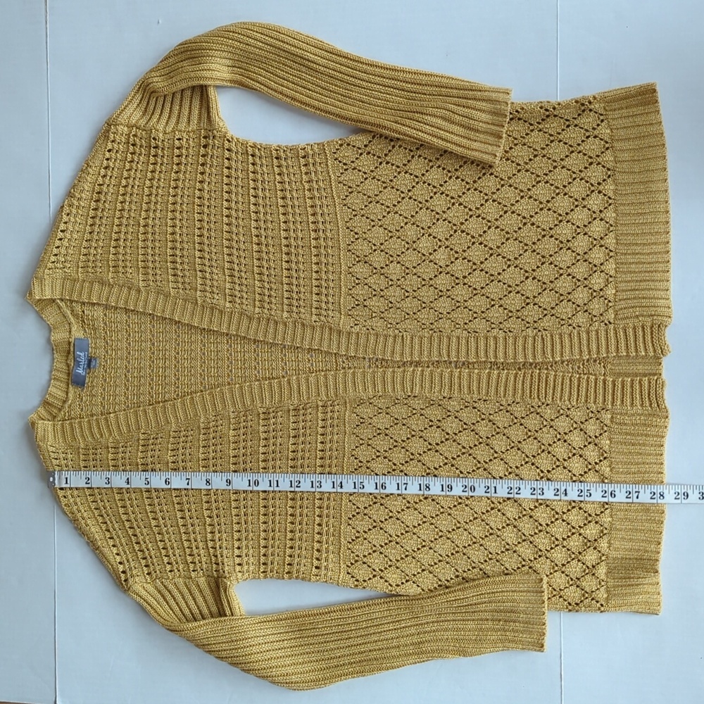 Marled Reunited Clothing Acrylic Longline Open Cardigan Sweater MEDIUM Yellow - Picture 15 of 15
